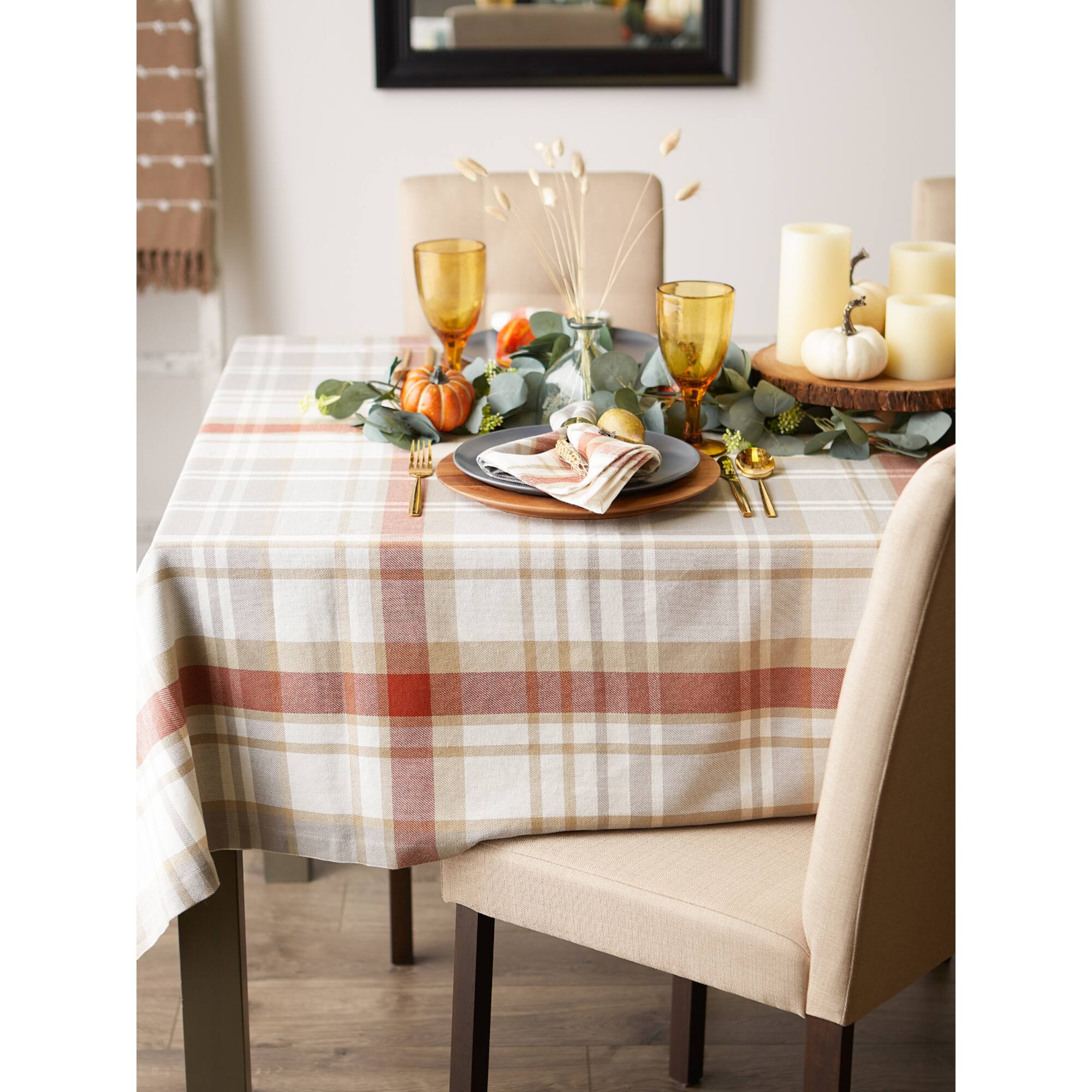 DII® 84" Thanksgiving Cozy Picnic Plaid Tablecloth